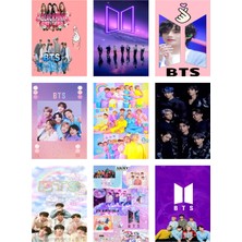 Bts (Jin-Jimin-V-Suga )Fotokart 9 Adet Kesilmiş  8*6 cm Pvc Kaplı Süper Hd Kaliteli Baskılı