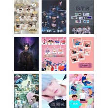 Bts (Jin-Jimin-V-Suga )Fotokart 9 Adet Kesilmiş  8*6 cm Pvc Kaplı Süper Hd Kaliteli Baskılı