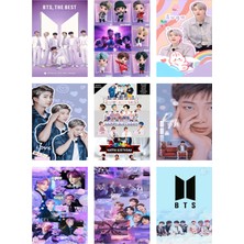 Bts (Jin-Jimin-V-Suga )Fotokart 9 Adet Kesilmiş  8*6 cm Pvc Kaplı Süper Hd Kaliteli Baskılı