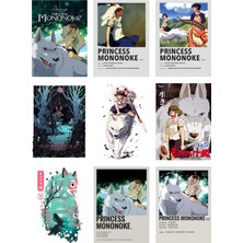 Princess Mononoke Fotokart 9 Adet Kesilmiş  8*6 cm Pvc Kaplı Süper Hd Kaliteli Baskılı