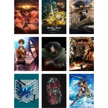 Attack On Titan Fotokart 9 Adet Kesilmiş  8*6 cm Pvc Kaplı Süper Hd Kaliteli Baskılı Fotokart