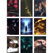 Attack On Titan Fotokart 9 Adet Kesilmiş  8*6 cm Pvc Kaplı Süper Hd Kaliteli Baskılı Fotokart