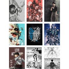 Attack On Titan Fotokart 9 Adet Kesilmiş  8*6 cm Pvc Kaplı Süper Hd Kaliteli Baskılı Fotokart