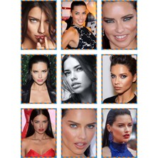 Adriana Lima Fotokart 9 Adet Kesilmiş  8*6 cm Pvc Kaplı Süper Hd Kaliteli Baskılı Fotokart