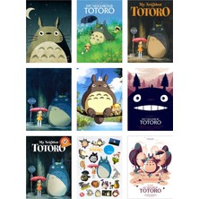 Komşum Totoro Fotokart 9 Adet Kesilmiş  8*6 cm Pvc Kaplı Süper Hd Kaliteli Baskılı Fotokart
