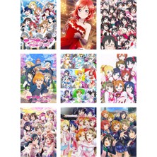 Love Live Fotokart 9 Adet Kesilmiş  8*6 cm Pvc Kaplı Süper Hd Kaliteli Baskılı Fotokart