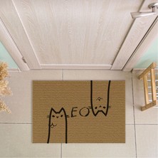Decovetro Kedi Desenli Kapı Önü Halı Paspas