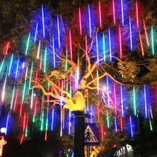 Kuzey Yağmur Damlası Işık Meteor Led 3.40 Metre 10 Çubuk Akan Işık Renkli Meteor Led Işık Akan Işık Renkli