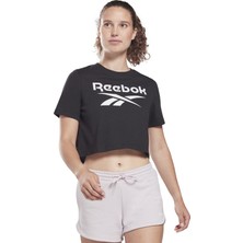 Reebok Bisiklet Yaka Düz Siyah Kadın T-Shirt HB2276 Rı Bl Crop Tee