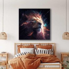 SML Tablo Ormanlar Kralı Aslan Galaksi Yıldızlar Uzay Boşluğu Kanvas Tablo