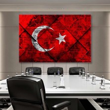 SML Tablo Kırmızı Beyaz Ay Yıldızlı Türk Bayrağı Kanvas Tablo