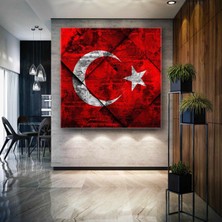 SML Tablo Kırmızı Beyaz Ay Yıldızlı Türk Bayrağı Kanvas Tablo