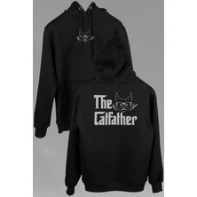 Kendim Seçtim The Godfather Cat Father Catfather Baba Kedi Ön ve Arka Baskılı Sweatshirt Unisex Kapüşonlu Hoodie
