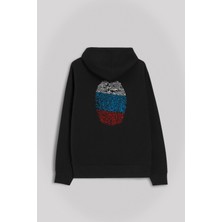Kendim Seçtim Fransa Bayrağı Damgası Parmak Izi Ön ve Arka Baskılı Sweatshirt Unisex Kapüşonlu Hoodie