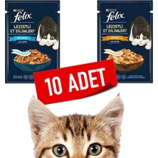 Felix Lezzetli Et Dilimleri Ton Balıklı & Tavuklu Yaş Kedi Maması - 80 gr x 10 Adet