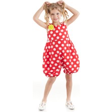 Denokids Kırmızı Beyaz Puanlı Kız Çocuk Balon Tulum