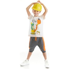 Denokids Dino At Work Erkek Çocuk T-shirt Kapri Şort Takım