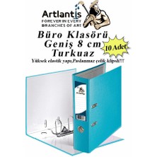 Artlantis Büro Klasörü Turkuaz Geniş 10 Adet Plastik Geniş Turkuaz Klasör Halkalı Paslanmaz Çelik Klipsli 10 Adet