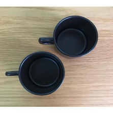 Keramika 8 cm Stackable Çay/Nescafe Fincanı Siyah 2'li