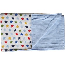 Aysalife Home Tekstil %100 Organik Pamuk Pazen Bebek Battaniyesi Ebat 80 x 90 Yıldız Desen