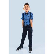 Mnk Baby & Kids Erkek Çocuk Takım MNK047910 Baskılı Papyonlu Gömlek ve Pantolon Kombini