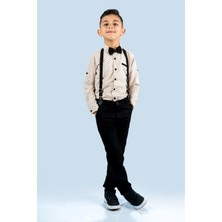 Mnk Baby & Kids Erkek Çocuk Takım Papyonlu Oxford Desenli 4 Parça Kombin Eğlenceli Tasarım