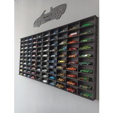 Cr Design Ahşap Araba Rafı 100 'lü Dekoratif Eskitme Siyah 1/64 (Hotwheels ve Matchbox Arabalar Için Uygundur)