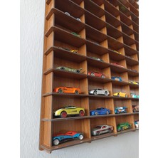 Cr Design Ahşap Araba Rafı 100'LÜ Dekoratif Ceviz Renk 1/64 ( Hotwheels ve Matchbox Arabalar Için Uygundur)