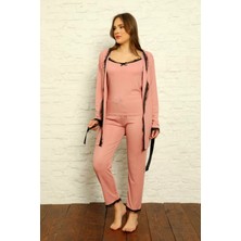 Nisanca Sabahlıklı Dantel Detaylı Pegasus Kadın Pijama Takımı-Çeyizlik Takım- Geniş Beden Aralığı