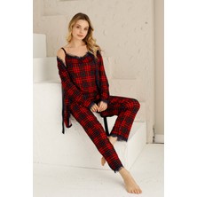 Nisanca Sabahlıklı Dantel Detaylı Pegasus Kadın Pijama Takımı-Çeyizlik Takım- Geniş Beden Aralığı