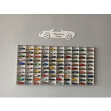 Cr Design Ahşap Dekoratif Duvar Araba Rafı 100'LÜ Yatay Beyaz Renk (Hotwheels ve Matcbox Arabalarına Uygundur)