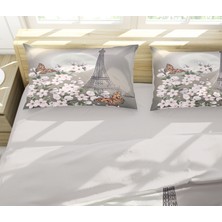 Erays Home Paris Eyfel Flowers 3D Çift Kişilik Nevresim Takımı