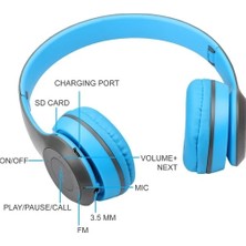 teknosepetim Kablosuz Bluetooth Kulaklık P47 Aux Hafıza Card Girişli Kulak Üstü Kulaklık