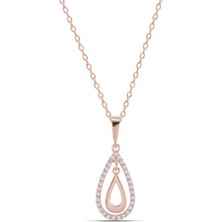 Parmas Design Sallantılı Damla Kadın 925 Ayar Gümüş Rose Kolye