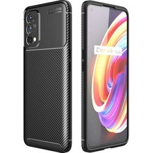 Zebana Realme 7 Pro Kılıf Çizgi Detaylı Silikon Kılıf Siyah