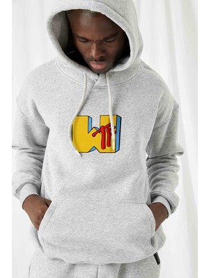 Gothamvibes Erkek Wtf Oversize Gri Hoodie Sweatshirt