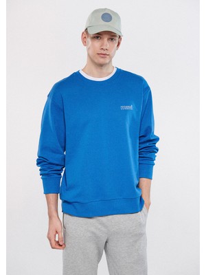 Mavi Erkek Mavi Logo Baskılı Mavi Sweatshirt 0610704-70762