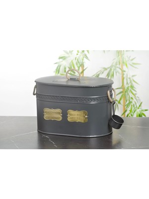 Evistro Metal Deterjan Saklama Kovası 2 Bölmeli Ölçekli Antrasit