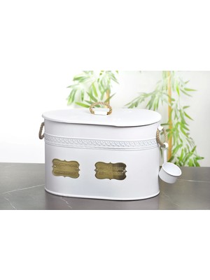 Evistro Metal Deterjan Saklama Kovası 2 Bölmeli Ölçekli Beyaz