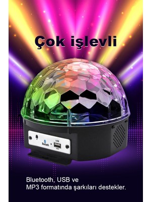 DEMPOWER Disko Topu Renkli LED Işıklı Bluetooht Özellikli Sese Duyarlı Mp3 Çalar