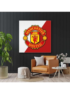 SML Tablo Manchester United Futbol Kulübü Logosu Kırmızı Şeytanlar Kanvas Tablo