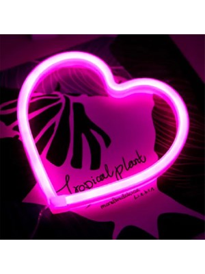 Kuzey Romantik Dekor Neon Pembe Kalpli LED Işık Decor Heart Pink LED Light Pilli LED Işık Pembe Neon LED Işık