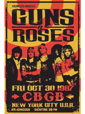 Hayat Poster Guns N Roses -5 Müzik Grubu Retro Ahşap Poster