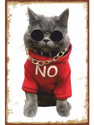 Hayat Poster No Çılgın Kedi Retro Ahşap Poster