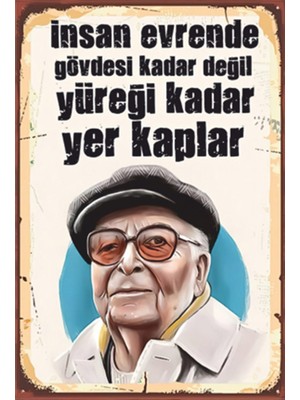 Hayat Poster Yaşar Kemal Retro Ahşap Poster
