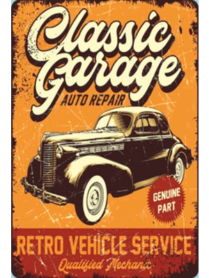 Hayat Poster Klasik Araba Garajı Vintage Tarz Retro Ahşap Poster