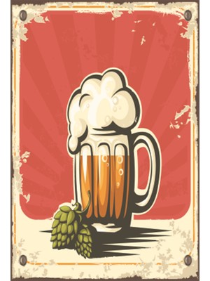 Hayat Poster Köpüklü Bira Retro Ahşap Poster