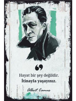 Hayat Poster Albert Camus Sözleri Retro Ahşap Poster