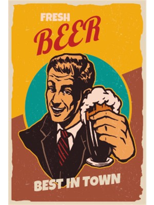 Hayat Poster Taze Bira Vintage Tarz Retro Ahşap Poster