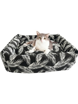 Nelson  Yıkanabilir Kedi ve Köpek Yatağı Kedi Yatak 60X45X17 Cm-Siyah Tüy